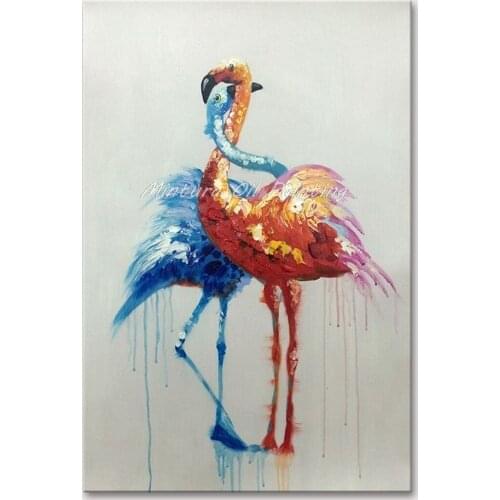 Mintura Hand Painted Oil Paintings on Canva Loving Red-Crowned Cranes Wall Picture For Living Room Home Decor Wall Art No Framed