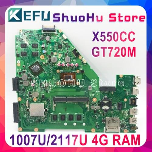 KEFU X550CC For ASUS X550CA R510C Y581C X550C X550CL Laptop Motherboard 1007U/2117U CPU 4G Tested 100% work original Mainboard