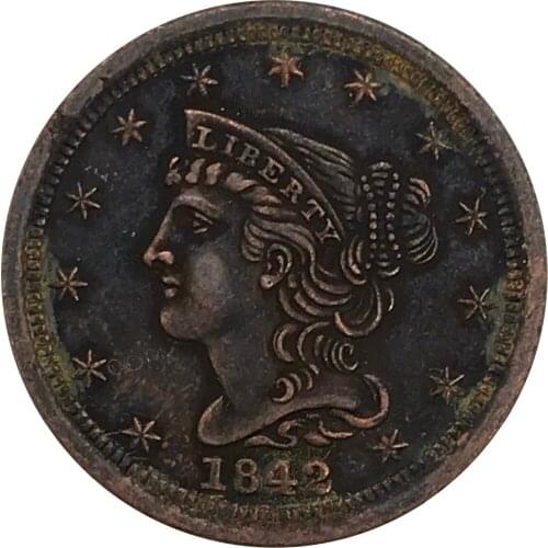 1842 United States of America Dollar Half Cent collectibles Red Copper Copy Coin