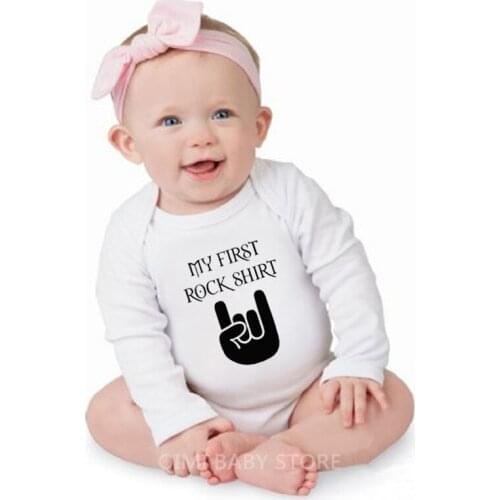 Baby Body Rock My First Rock Shirt Baby Long Sleeve Cotton Baby Bodysuit Cute Baby Boy Clothes Jumpsuit Infant Outfit
