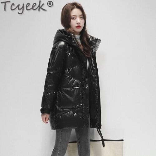 Tcyeek Womens Coats Winter Hooded Warm Puffer Jacket for Women Long Black Parka Korean Style Casual Outwear Manteau Femme SQQ509