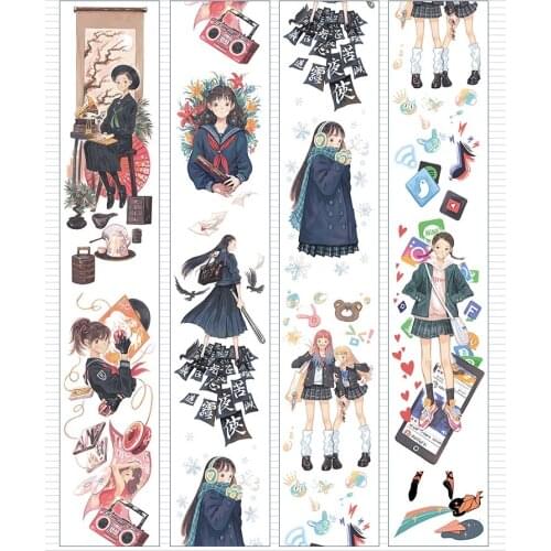 Cute Young Girls Washi Tapes Bullet Journal Masking Tape Adhesive Tape DIY Scrapbooking Washi Stickers