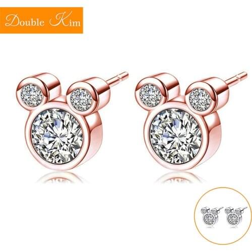 Cartoon cutey Mouse Zircon Stud Earrings Titanium Stainless Steel Earrings Inlaid Zircon Fashion Trendy Women Jewelry