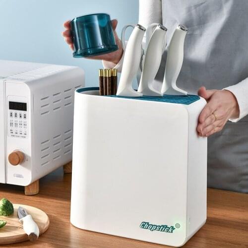 Multifunction Utensil Holder Knife Block Disinfect Flatware Storage Box Spoon Fork Kitchen Organizer Rack Dust Belt Cover