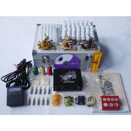 Permanent makeup machine kit professional tattoo machine set piercing tool kit completed 3 guns set carry case