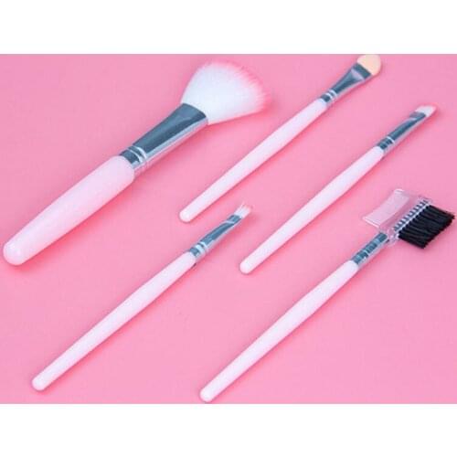 5 Pcs Mini Makeup Brushes Set Foundation Brush Eyeshadow Brush Lash Brush Facial Brush Lipgloss Wands Professional Makeup Kit