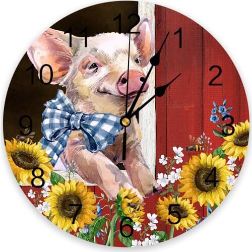Pig Sunflower Farm Idyllic Barn 3D Wall Clock Modern Design Living Room Decoration Kitchen Clock Art Wall Watch Home Decor