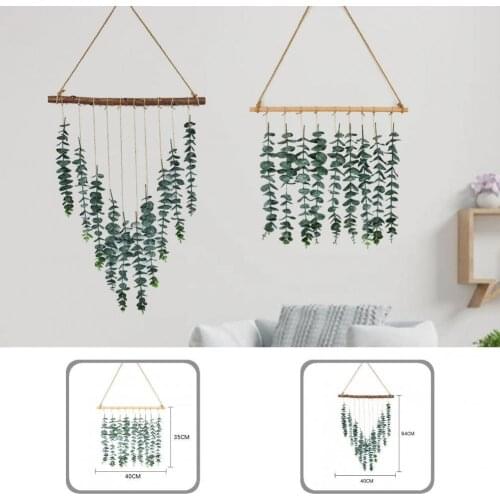 2 Styles 1 Set Good Wall Hanging Artificial Eucalyptus Decor Wood Faux Plants Delicate Texture for Living Room