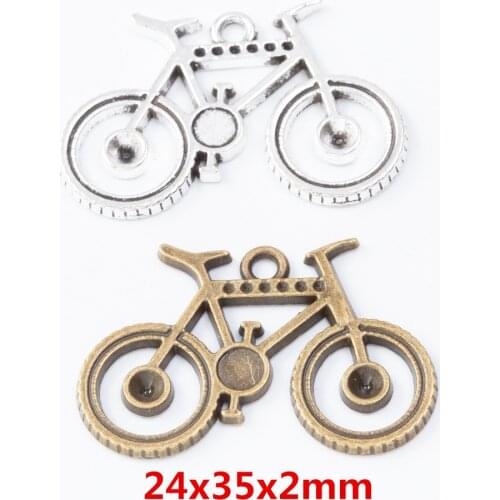15 pieces of retro metal zinc alloy bicycle pendant for DIY handmade jewelry necklace making 7605