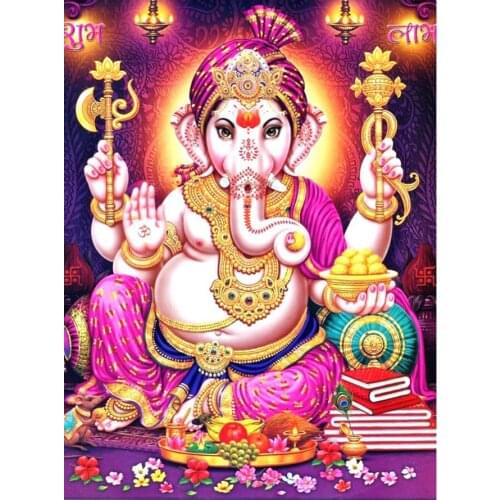 Full Drill Lord Vigneshwara Religion Diamond Embroidery DIY Ganesha God Mosaic Rhinestones Handmade Diamond Painting EE1983