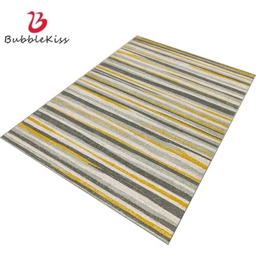Bubble Kiss Nordic Style Rug And Carpets For Living Room Home Customized Floor Mat Yellow Gray Strip Pattern Anti Slip Foot Pad
