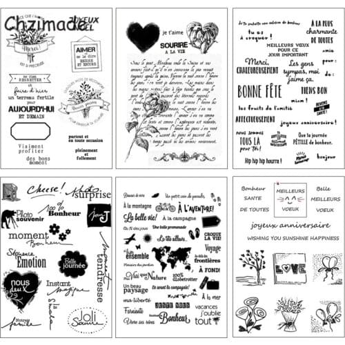 Chzimade French Words Transparent Clear Silicone Stamps Seal For DIY Scrapbooking Photo Album Decorative Clear Stamp