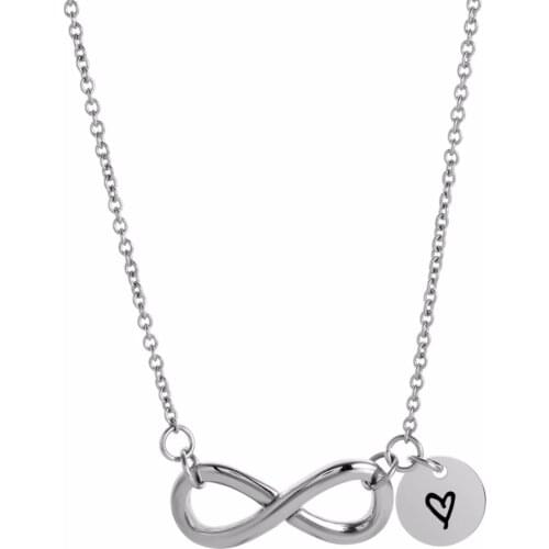 Dropshipping Stainless Steel Infinity Love with Heart Pendant Necklace Grandma Mother Birthday Gift for Her