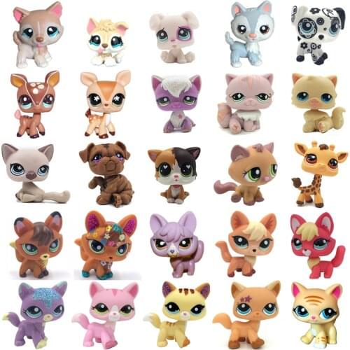 LPS CAT Rare Pet Shop Toys Stands Short Hair Cat Original Kitten Husky Puppy Dog Fox Cute Animal Old Collection Figures