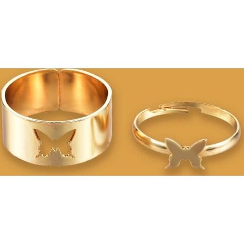 Luxurious Gold Open Butterfly Rings for Women Men Lover Couple Rings Set Friendship Engagement Wedding 2021 Jewelry Finger Ring