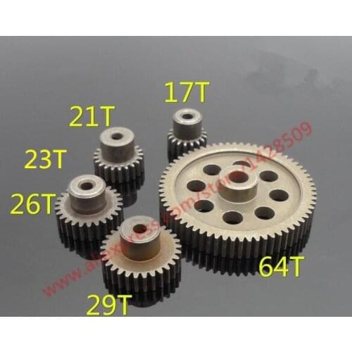 HSP 1:10 11184 Steel Metal Spur different Main Gear 64T/21T/23T/29T/17T/26T Motor Pinion Gears 0.6 Module