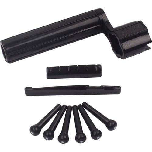 Tooyful Acoustic Folk Guitar Parts Slot Saddle Nut+String Winder+Bridge End Pin Pegs