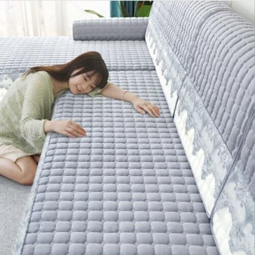 Thicken Plush Sofa Cover Warm Slip Resistant Slipcover Seat Couch Covers Lace Edge L-shaped Sofa Towel for Living Room Decor