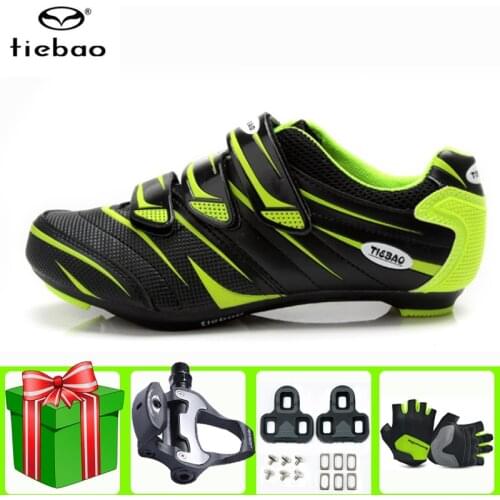 TIEBAO Road Cycling Shoes Sapatilha Ciclismo Men Sneakers Women Add Pedals Set Self-Locking Bike Athletic Riding Bicycle Shoes