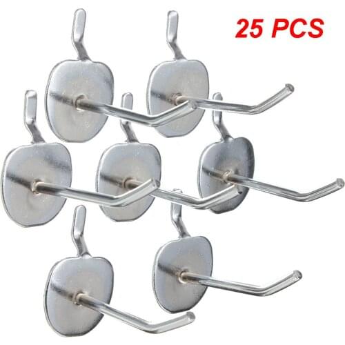 25pcs 2 Inch Supermarket Shelf Display Hanger Plating Metal Pegboard Hooks Assortment Kit Metal Store Organizing Tools