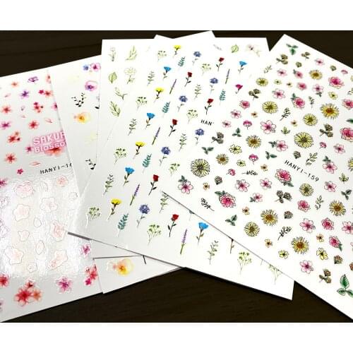 1pcs spring Flower Leaf pattern 3D Nail Sticker daisy images DIY Decals Manicure Nail Adhesive Slider Beauty Decoration
