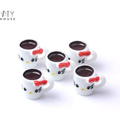 10/20/30Pcs Cute Cat Milk Cup Resin Accessories DIY Craft Art Hanging Cup Figurines Key Chain Pendant Material Jewelry Ornaments