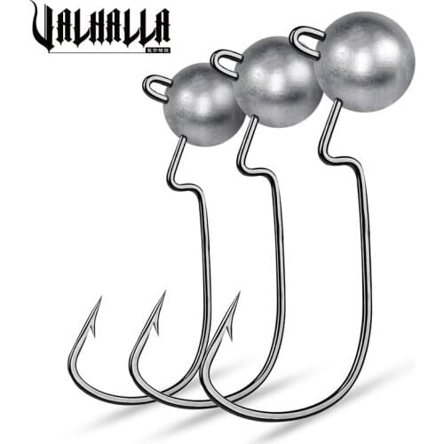 VALHALLA 100Pcs Wide Crank Offset Fishing Hooks 3.5-5-7-10g Carbon Fishhooks Jig Head Barbed Hooks for Soft Worm Bait Pesca