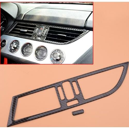 2pcs LHD Carbon Fiber Center Air Vent Outlet AC Frame Trim Sticker Fit For BMW Z4 E89 2009 2010 2011 2012 2013 2014 2015 Black