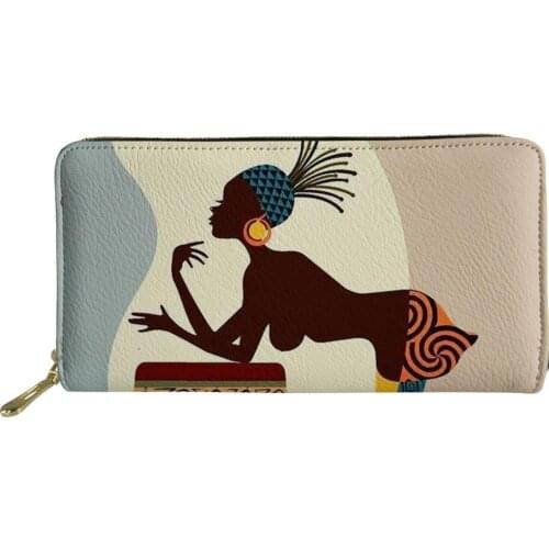 2020 New Fashion Girl Wallet Black Girl Printing Ladies Card Package Leather Female Money Bags Woman Clutch Lady Bag