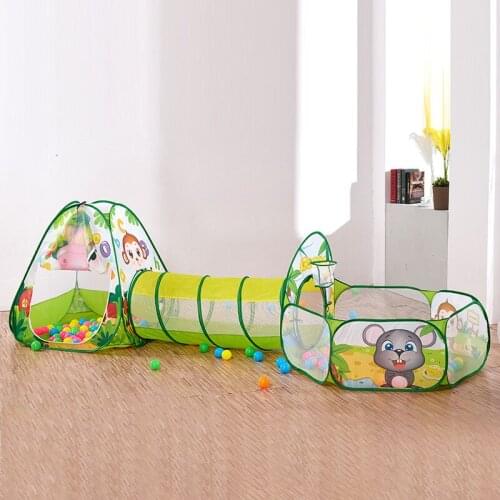 3 In 1 Foldable Kids Tent Portable Baby Playpen Ball Pool Pit Child Tipi Tents Crawling Tunnel Indoor Playhouse Pop Up Teepee