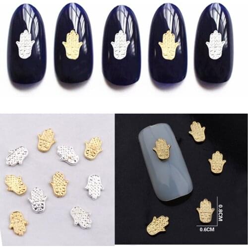 100Pcs Gold Alloy Palm Bergamot Designs 3D Nail Art Deco Metal Sticker Accessories for DIY Charming Decoraiton Tools