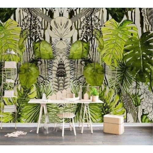 Beibehang Custom 3d wall paper Nordic minimalist tropical plants Turtle leaves wallpaper sofa living room bedroom TV backdrop