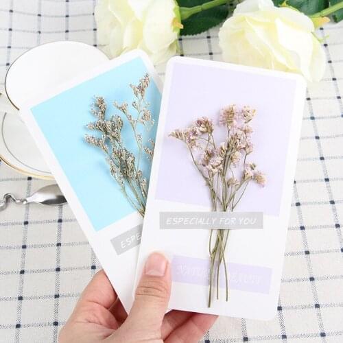 5Pcs Invitations Greeting Card Gift Cards Wedding Birthday Thank You Envelope Dried Flowers Handwritten Blessing Baby Shower