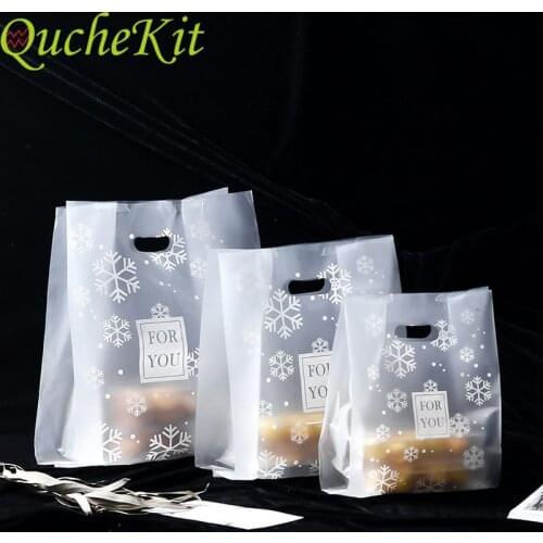 50pcs Snowflake Plastic Gifts Bag For You Wedding Christmas Candy Packaging Bags Plastic Shopping Bag Candy Cake Wrapping Bags
