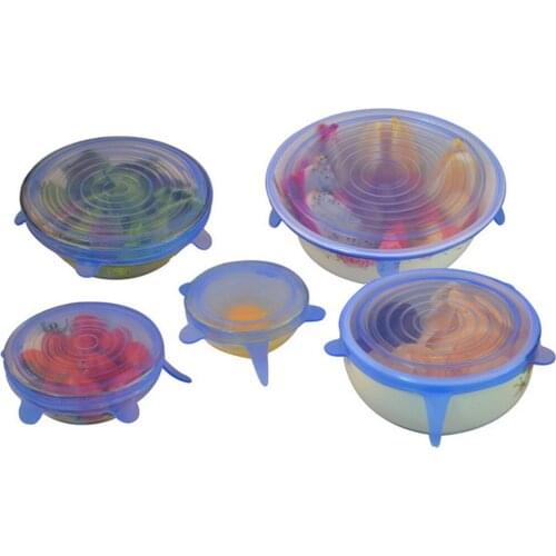 6 Pcs Silicone Stretch Lids Universal Lid Silicone Food Wrap Bowl Pot Lid Silicone Cover Pan Cooking Kitchen Accessories
