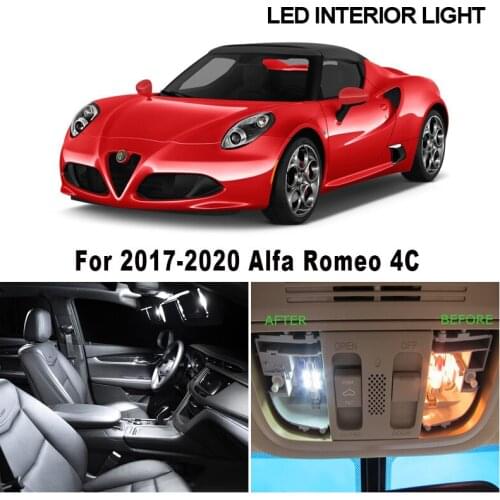 8pcs Canbus White Error Free LED Bulbs Interior Reading Dome Map Light Kit For 2017-2020 Alfa Romeo 4C License Plate Lamp