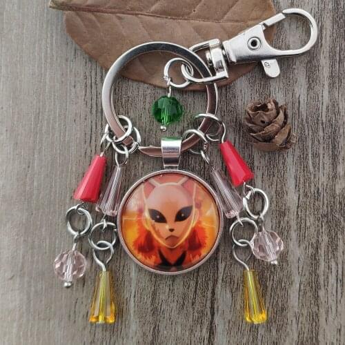 Anime Cartoon Demon Slayer Keychain Time Gem Cute Romantic Key Ring Male Men Female Party Birthday Jewelry Gift GMZR