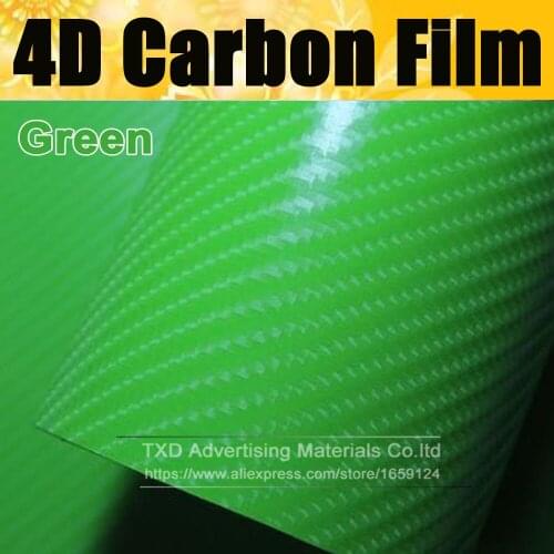 Top quality 10/20/30/40/50/60x152cm Green 4D Carbon Film Car Wrap Sticke Air Bubble Free For Car decoration Free Shipping