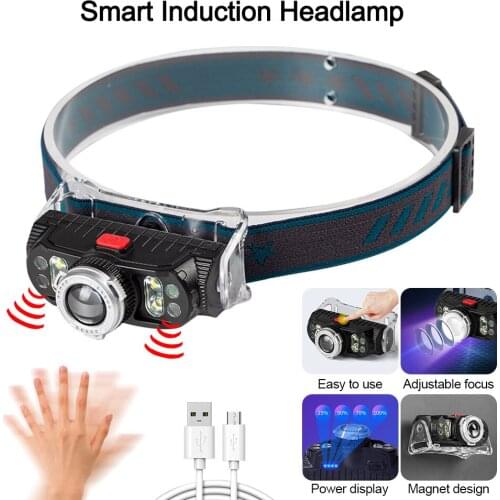 Headlamp LED Fishing Smart Bulbs Strong Poweful USB Rechargeable Head Flashlight Outdoor Bright Camping Tactical Lamp Bike Light