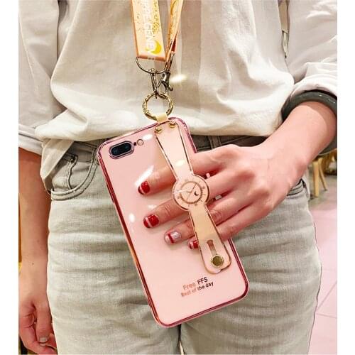 6D Plating Wrist Strap Case For Huawei Y9 Prime Y7 Pro 2018 2019 Nova 3 3i 4 4e 5 5i 5T 5Z 6 7 8 SE 7i Ring Holder Stand Cover