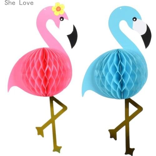 Chzimade Cute Flamingo Honeycomb Ball Photo Backdrop Paper Pinwheel for Wedding Birthday Shower Decor