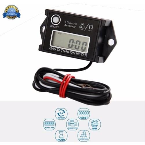 Free Shipping!Digital Resettable Waterproof Tiny Tach Hour Meter Gasoline Engine Tachometer induction