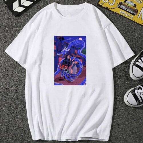 Women Men Casual Tshirt Cool Streetwear Anime Demon Slayer Kimetsu No Yaiba Tanjirou Nezuko Printing T-Shirt Short Sleeve Tee