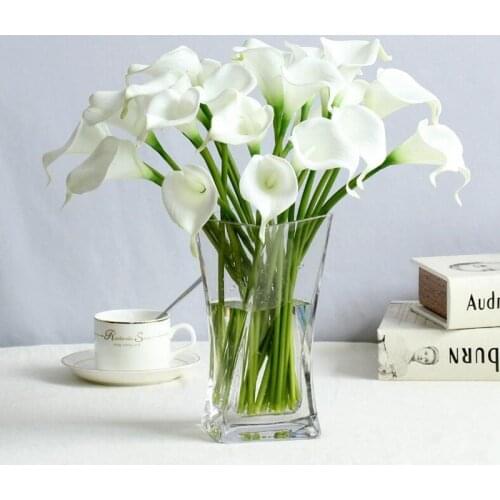 9Pcs PU Calla Artificial Flowers Real Touch Calla Fake Flower Bouquet for Wedding Decoration Living Room Home Decoration