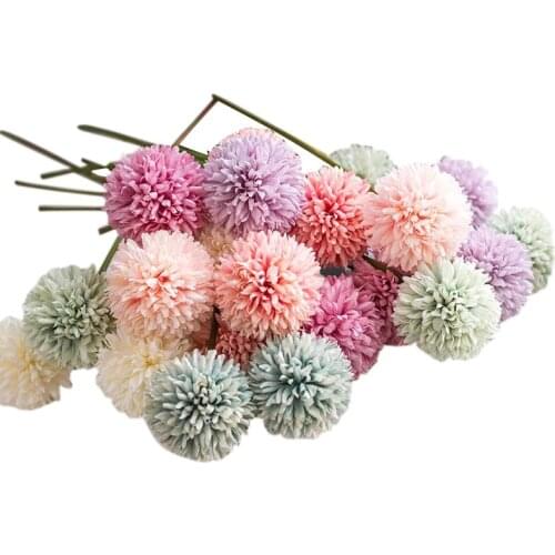10Pcs/Bunch Artificial Flower Bouquet Silk Dandelion Flower Ball Fake Flowers DIY Home Wedding Decor Valentines Day Gift