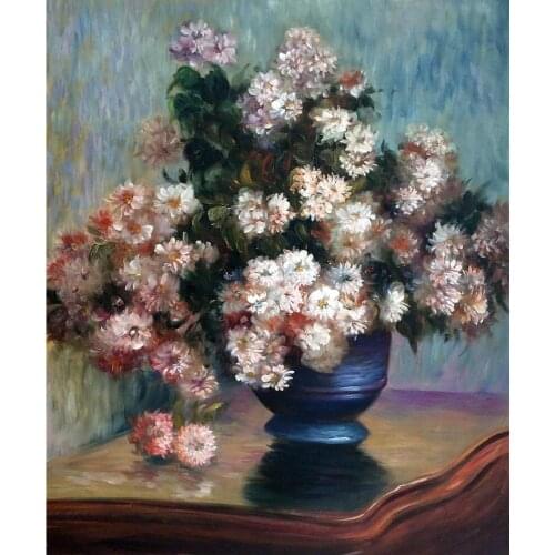 Handmade oil painting reproduction of Claude Monet High quality Chrysanthemums Living room decor