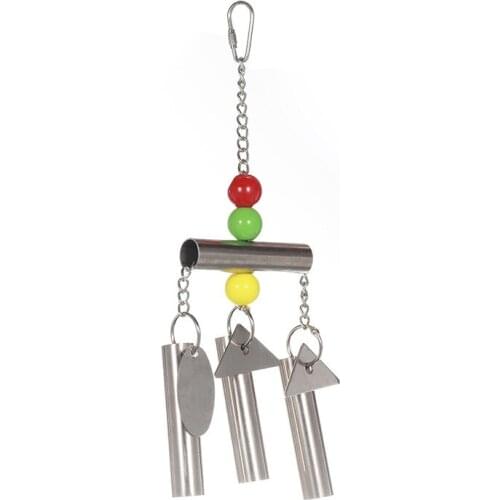 Bird Cage Stainless Steel Bell Bird Toys Parrot Hanging Chew Bead Toy for Macaw African Greys Small Cockatoo Parakeet Cockatiels