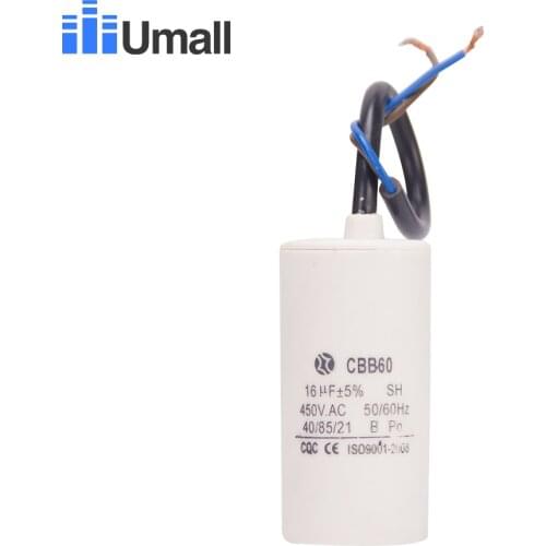 CBB60 450V 16uF running capacitor two wires motor start capacitor for water pumps and electric motor durable super capacitor