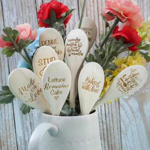 Custom Engraved Spoons Personalized Wooden Mini Spoons text engraved baby bridal shower Wedding birthday party favors
