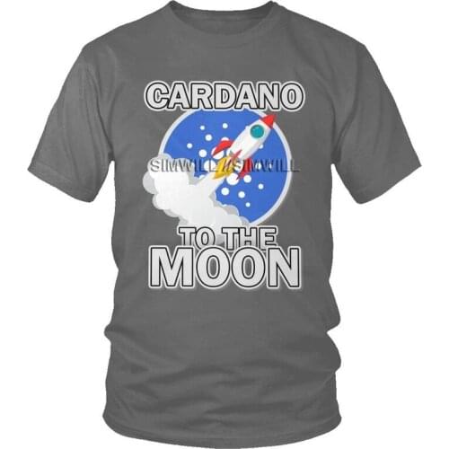 Male Cardano To The Moon T-Shirt Funny Cryptocurrency Blockchain Crypto ADA Tshirt Short Sleeve Hip Hop T Shirt Cotton Tee Top